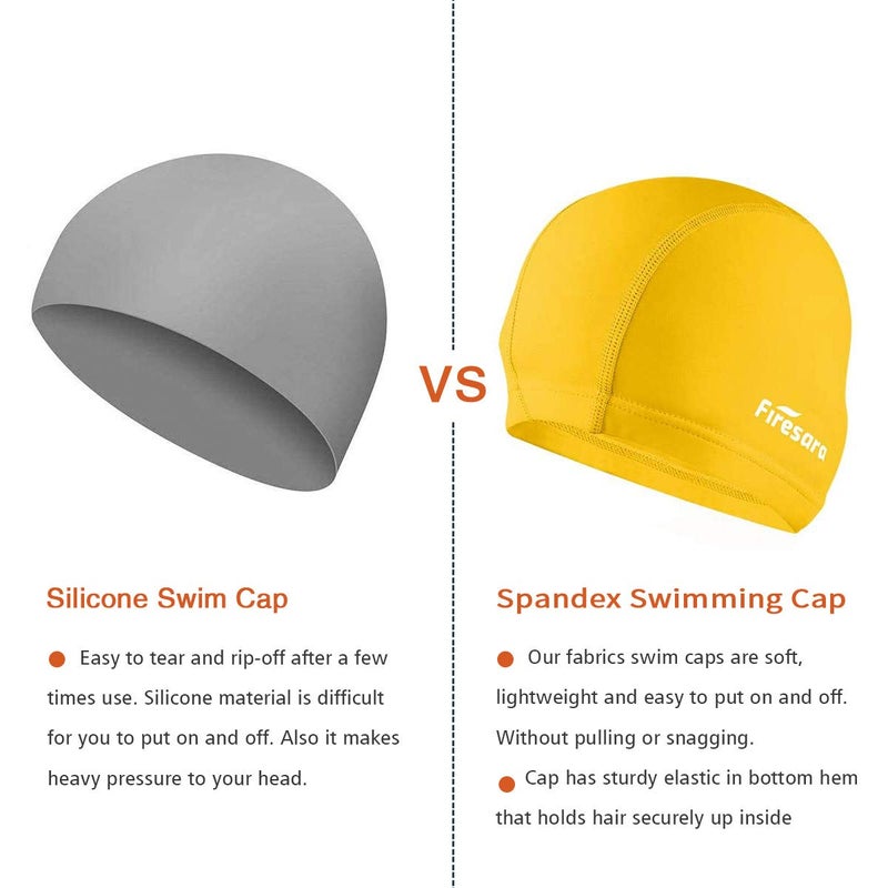 Firesara Fabric Swim Cap, High Elasticity Swimming Cap Keeps Hair Clean Breathable Fit Both Long Hair Short Hair, Swim Caps Woman Girls Men Kids One Size Hat - Image 3
